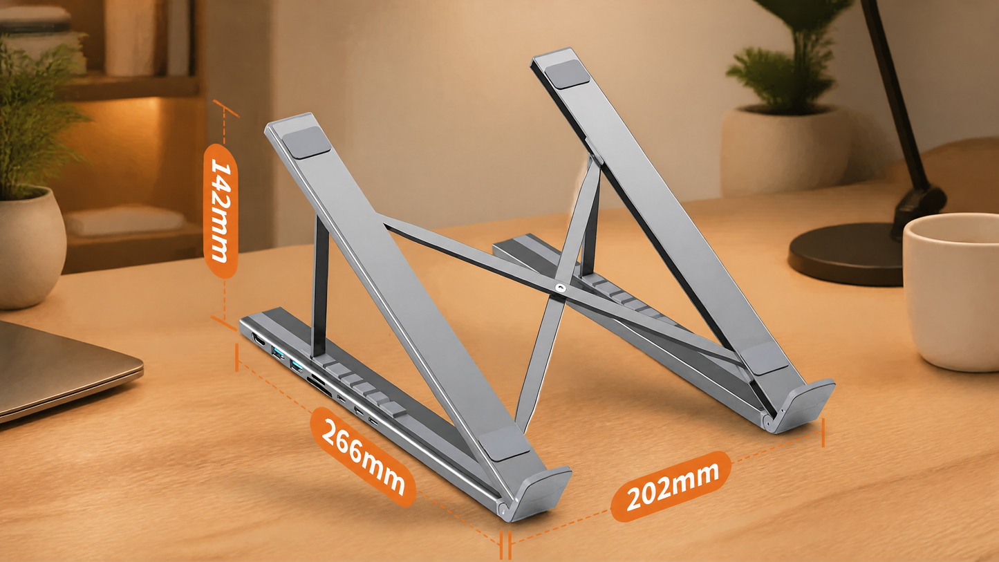 Deskwell 8-in-1 Foldable Laptop Stand + Dock